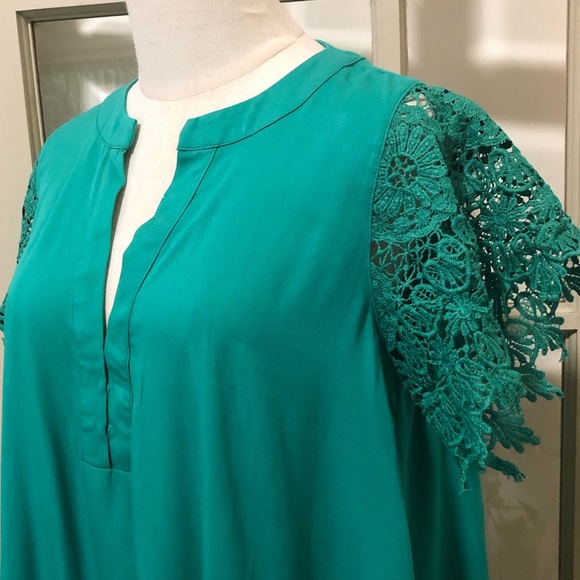 BOHEMIAN TRADERS Dreamer Dress in Emerald Green, lace short sleeves, size XS-12 - Picture 5 of 13